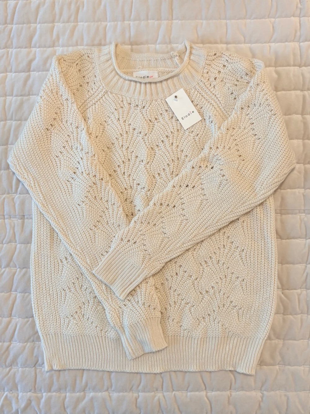 Elodie Cream Openwork Knit Sweater